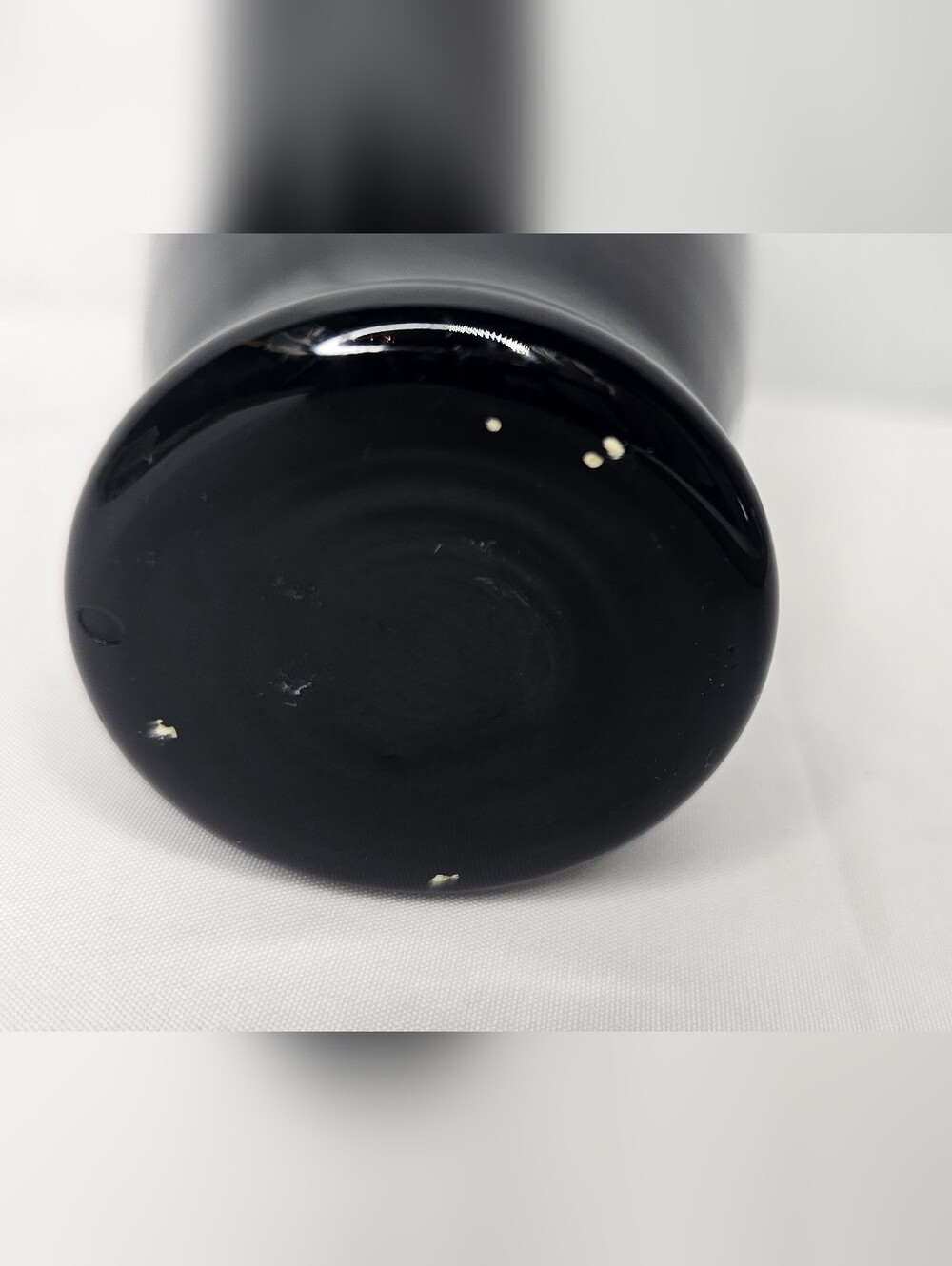 Vintage Black Amethyst Glass Ruffled Vase | 5.5" Dark Purple Crimped Rim Urn - Picture 7 of 7